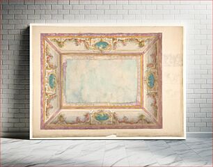 Πίνακας, Design for a ceiling with trompe l'oeil balustrade and putti by Jules Edmond Charles Lachaise and Eugène Pierre Gourdet