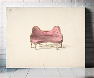 Πίνακας, Design for a Double Hump-backed Sofa with Turned Legs and Arms, with Red Tufted Upholstery