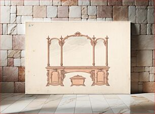 Πίνακας, Design for a Mirrored Sideboard with Rococo Ornament, and Casket, Anonymous, British, 19th century