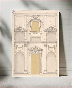 Πίνακας, Design for a Wall Elevation over Two Floors, Anonymous, Italian, 17th century