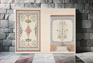 Πίνακας, Design for ceramic tile decoration of a bathroom in "Pompeian" manner (possibly for Deepdene, Dorking, Surrey) by Jules Edmond Charles Lachaise and Eugène Pierre Gourdet