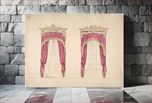 Πίνακας, Design for Red Curtains with Gold Fringes and a Gold and White Pediment