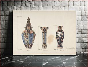 Πίνακας, Design for Three Vases, Anonymous, French, 18th century