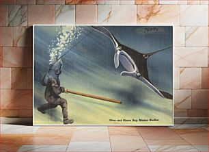 Πίνακας, Diver and manta ray, Marine Studios