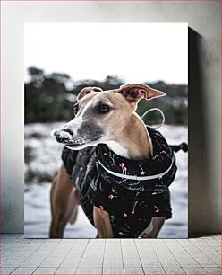 Πίνακας, Dog in Snowy Landscape Σκύλος στο χιονισμένο τοπίο