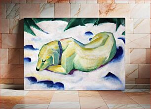 Πίνακας, Dog Lying in the Snow (1911) expressionism by Franz Marc