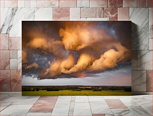 Πίνακας, Dramatic Sunset Clouds Over Fields Δραματικά σύννεφα ηλιοβασιλέματος πάνω από χωράφια