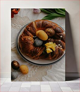 Πίνακας, Easter Bread with Decorated Eggs Πασχαλινό ψωμί με στολισμένα αυγά