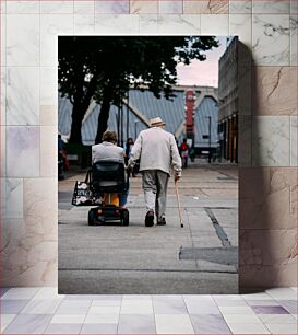 Πίνακας, Elderly Couple Strolling Ηλικιωμένο ζευγάρι που περπατά