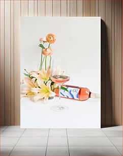 Πίνακας, Elegant Flowers and Wine Κομψά λουλούδια και κρασί