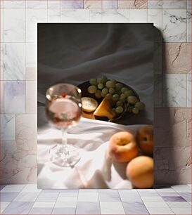 Πίνακας, Elegant Still Life with Fruit and Wine Κομψή νεκρή φύση με φρούτα και κρασί