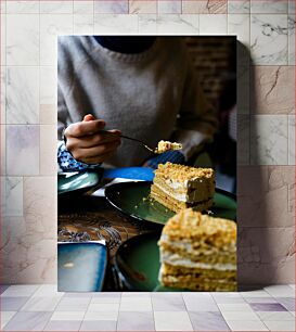 Πίνακας, Enjoying a Slice of Cake Απολαμβάνοντας μια φέτα κέικ