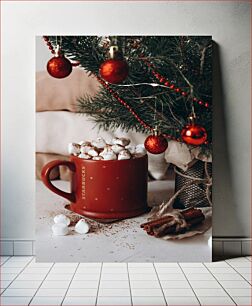 Πίνακας, Festive Hot Cocoa with Marshmallows Γιορτινό Ζεστό Κακάο με Marshmallows