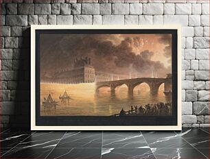 Πίνακας, Fête pour la Paix Générale donnée à Paris le 18 Brumaire. Pont Royal by Francesco Piranesi and François Jean Sablet