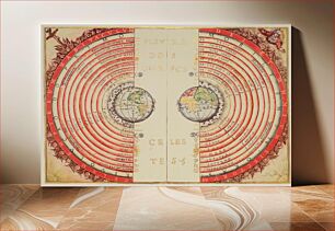 Πίνακας, Figure of the heavenly bodies - Illuminated illustration of the Ptolemaic geocentric conception of the Universe by Portuguese cosmographer and cartographer Bartolomeu Velho (?-1568)