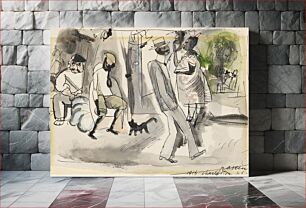 Πίνακας, Figures and Cat in Park by Jules Pascin