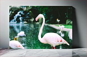 Πίνακας, Flamingos by the Pond Φλαμίνγκο δίπλα στη λίμνη