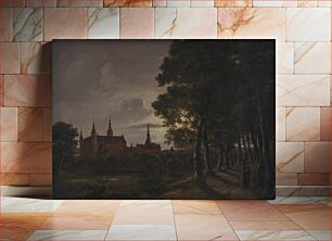 Πίνακας, Frederiksborg Castle in the moonlight by Johan Christian Claussen Dahl