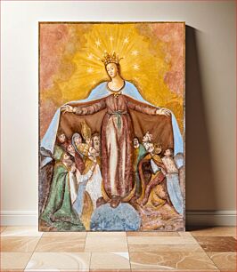 Πίνακας, Fresco of Virgin-of-Mercy on the northern wall of the subsidiary church Saint Anna in Saager, market town Grafenstein, district Klagenfurt Land, Carinthia, Austria, European Union