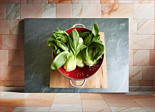 Πίνακας, Fresh Bok Choy in a Colander Φρέσκο ​​Bok Choy σε τρυπητό