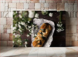 Πίνακας, Freshly Baked Bread with Flowers Φρεσκοψημένο ψωμί με λουλούδια