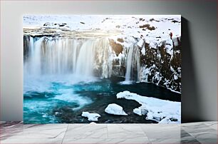 Πίνακας, Frozen Waterfall in Winter Landscape Παγωμένος καταρράκτης στο χειμερινό τοπίο