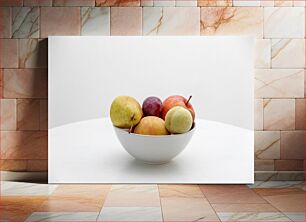 Πίνακας, Fruit Bowl on White Table Μπολ φρούτων σε λευκό τραπέζι