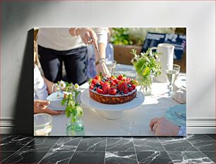 Πίνακας, Fruit Tart at a Garden Gathering Τάρτα φρούτων σε μια συγκέντρωση στον κήπο