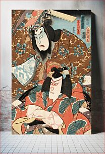 Πίνακας, Fujiwara no Tokihira and Toneri Matsuōmaru from the Play Sugawara Denjū Tenarai Kagami by Utagawa Kunisada