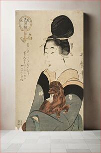 Πίνακας, Geisha with a lapdog, by Kitagawa Utamaro