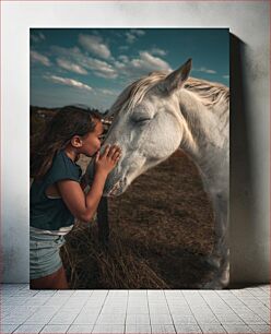 Πίνακας, Girl Kissing a Horse Κορίτσι που φιλάει ένα άλογο