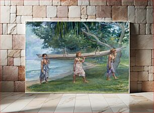 Πίνακας, Girls Carrying a Canoe, Vaiala in Samoa by John La Farge