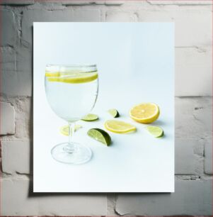 Πίνακας, Glass of Water with Lemon and Lime Slices Ποτήρι νερό με φέτες λεμονιού και λάιμ