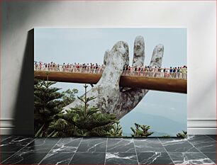 Πίνακας, Golden Bridge Held by Giant Hands Χρυσή γέφυρα που κρατούν τα γιγάντια χέρια