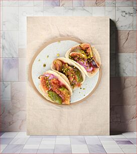 Πίνακας, Gourmet Tacos with Fig and Pistachio Gourmet Tacos με Σύκο και Φιστίκι Αιγίνης