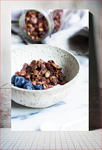 Πίνακας, Granola and Blueberries in a Bowl Granola και blueberries σε ένα μπολ