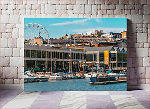 Πίνακας, Harbor View with Ferris Wheel and Boats Θέα στο λιμάνι με ρόδα και βάρκες