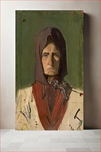 Πίνακας, Head of a villager in a dark scarf by László Mednyánszky