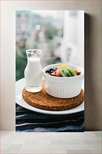 Πίνακας, Healthy Breakfast with Fruits and Milk Υγιεινό Πρωινό με Φρούτα και Γάλα