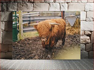 Πίνακας, Highland Cow in a Farmyard Highland Cow in a Farmyard