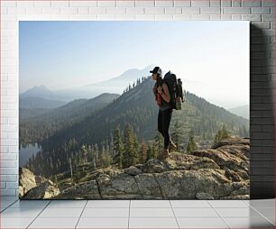 Πίνακας, Hiker in Mountain Landscape Πεζοπόρος στο ορεινό τοπίο