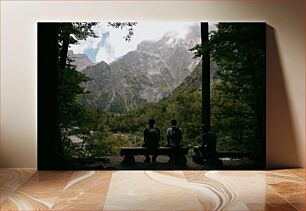 Πίνακας, Hikers Resting in Mountain Landscape Πεζοπόροι που ξεκουράζονται στο ορεινό τοπίο