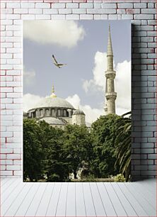 Πίνακας, Historic Mosque with Minaret and Bird in Flight Ιστορικό Τζαμί με μιναρέ και πουλί σε πτήση