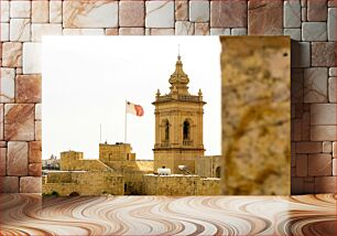 Πίνακας, Historic Tower with National Flag Ιστορικός Πύργος με Εθνική Σημαία