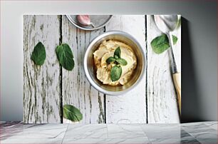 Πίνακας, Homemade Hummus with Mint Σπιτικό χούμους με μέντα