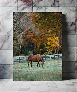 Πίνακας, Horse Grazing in Autumn Landscape Βόσκηση αλόγων στο φθινοπωρινό τοπίο