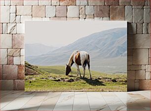 Πίνακας, Horse Grazing in Mountain Landscape Βόσκηση αλόγων στο ορεινό τοπίο