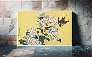 Πίνακας, Hydrangeas and Swallow (ca.1833–1834) in high resolution by Katsushika Hokusai