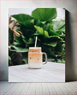 Πίνακας, Iced Coffee on a Wooden Table Παγωμένος καφές σε ξύλινο τραπέζι