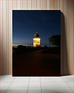 Πίνακας, Illuminated Clock Tower at Dusk Φωτισμένος Πύργος Ρολογιού στο σούρουπο